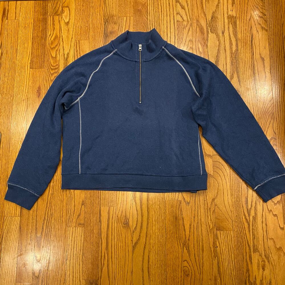 L.L. Bean 1/4 Zip Pullover Sweater Jacket Traditional Fit Blue Large